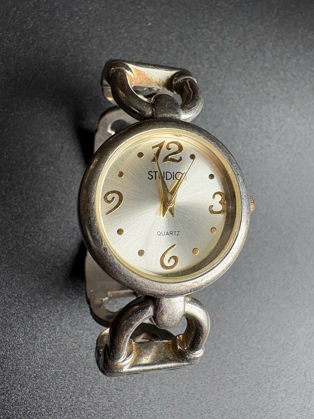 Studio Silver-Tone Women's Chain‎ Link Watch - Silver/Gold Dial